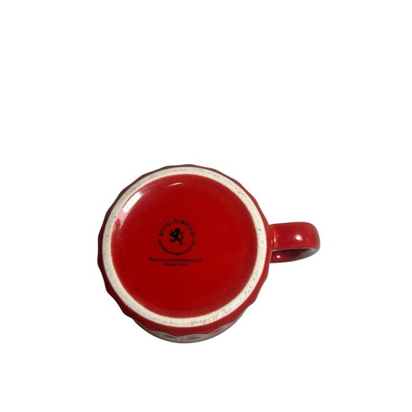 Royal Norfolk Large Coffee Mug Oversized Cup Ceramic Red Ribbed - Picture 7 of 11